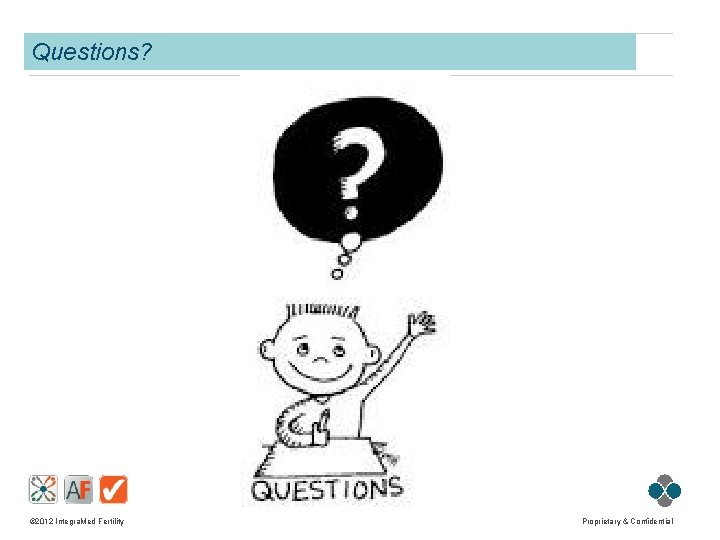 Questions? © 2012 Integra. Med Fertility Proprietary & Confidential 