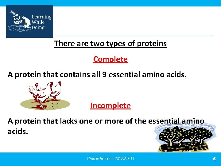 There are two types of proteins Complete A protein that contains all 9 essential