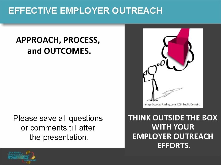EFFECTIVE EMPLOYER OUTREACH APPROACH, PROCESS, and OUTCOMES. Please save all questions or comments till EFFECTIVE EMPLOYER OUTREACH APPROACH, PROCESS, and OUTCOMES. Please save all questions or comments till