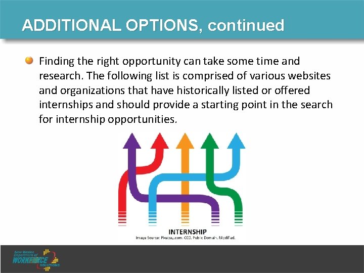ADDITIONAL OPTIONS, continued Finding the right opportunity can take some time and research. The ADDITIONAL OPTIONS, continued Finding the right opportunity can take some time and research. The