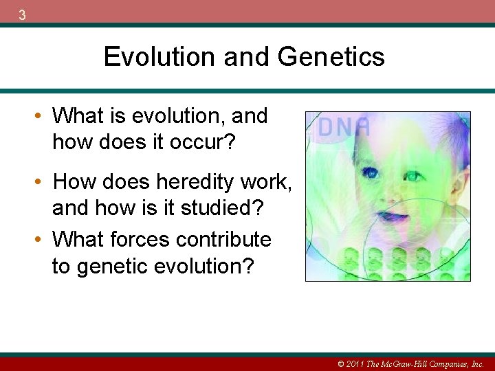 3 Evolution and Genetics • What is evolution, and how does it occur? •
