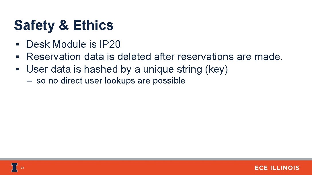 Safety & Ethics ▪ Desk Module is IP 20 ▪ Reservation data is deleted