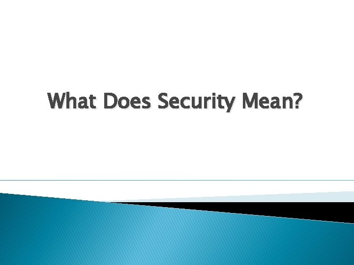 What Does Security Mean? 