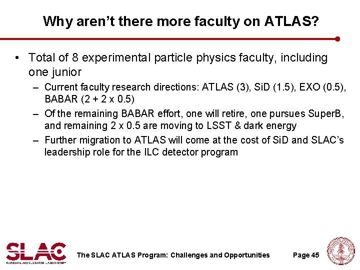 Why aren’t there more faculty on ATLAS? • Total of 8 experimental particle physics Why aren’t there more faculty on ATLAS? • Total of 8 experimental particle physics