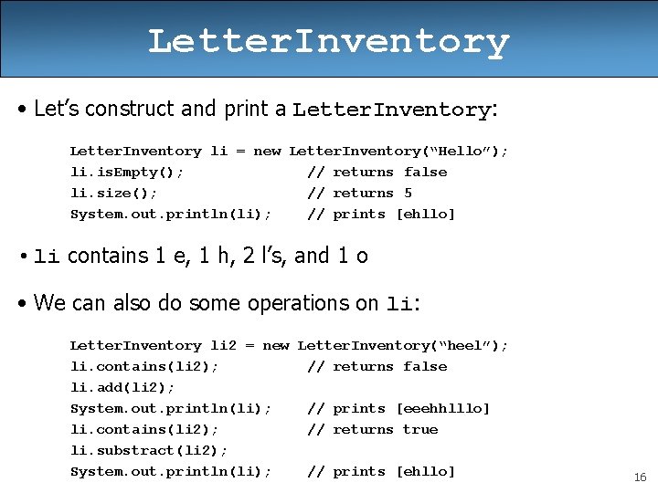 Letter. Inventory • Let’s construct and print a Letter. Inventory: Letter. Inventory li =