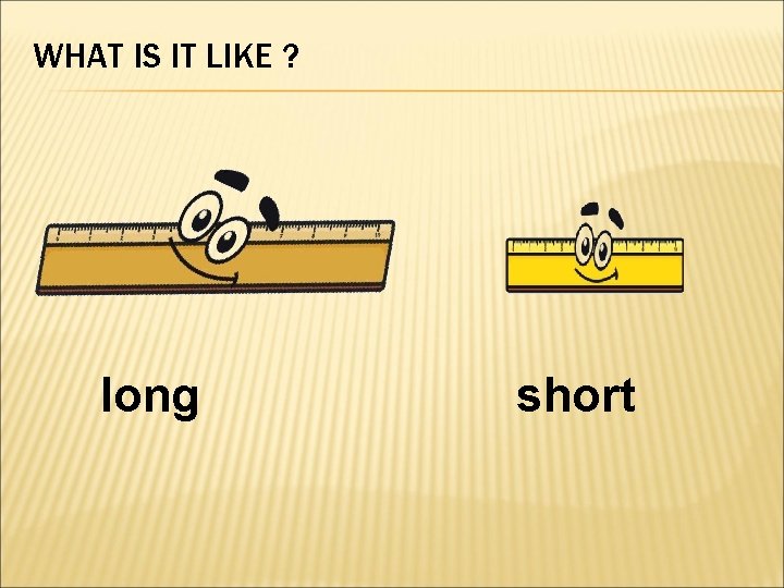 WHAT IS IT LIKE ? long short 