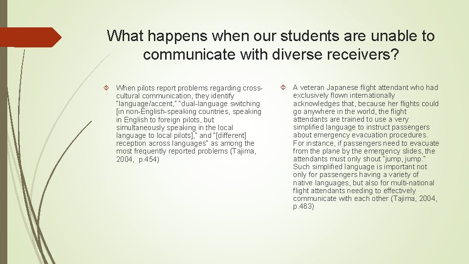 What happens when our students are unable to communicate with diverse receivers? When pilots
