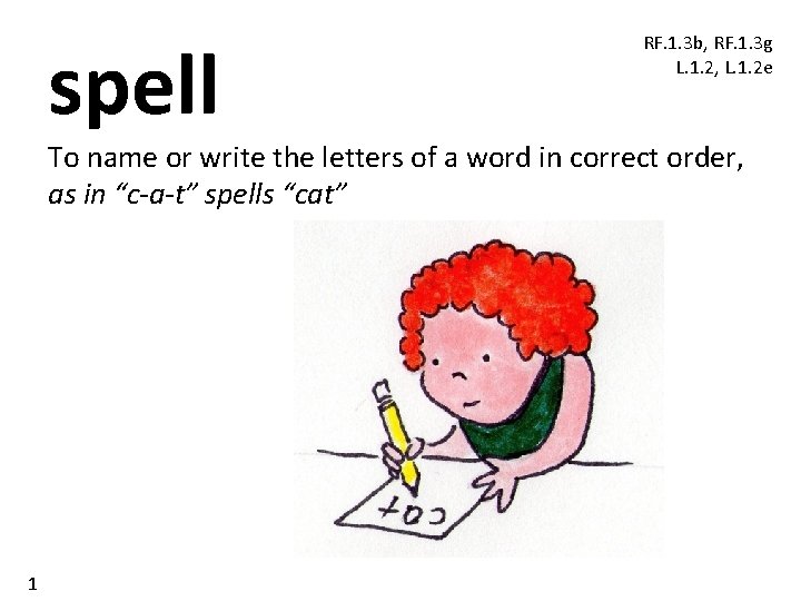 spell RF. 1. 3 b, RF. 1. 3 g L. 1. 2, L. 1.