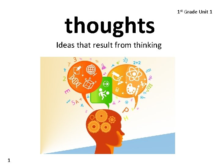 thoughts Ideas that result from thinking 1 1 st Grade Unit 1 