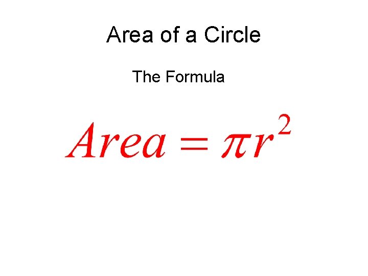 Area of a Circle The Formula 