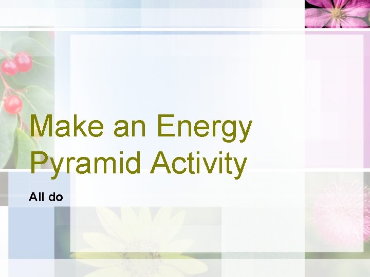Make an Energy Pyramid Activity All do 
