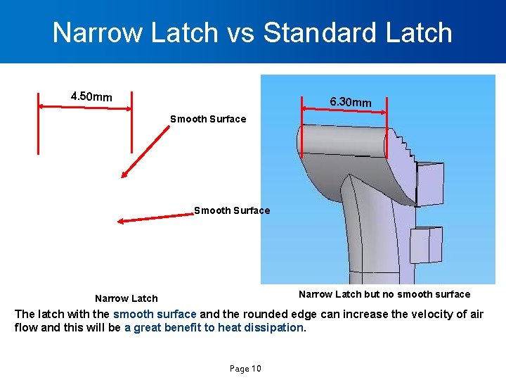 Narrow Latch vs Standard Latch 4. 50 mm 6. 30 mm Smooth Surface Narrow