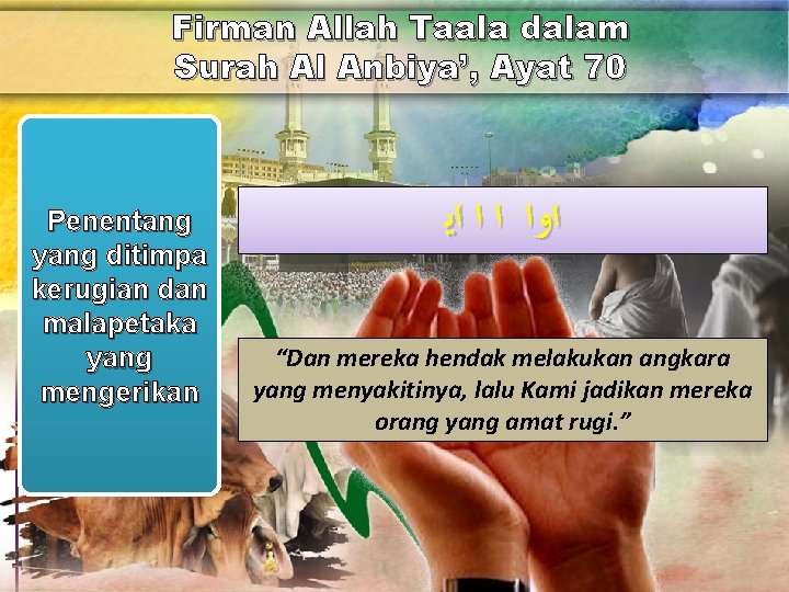 Firman Allah Taala dalam Surah Al Anbiya’, Ayat 70 Penentang yang ditimpa kerugian dan