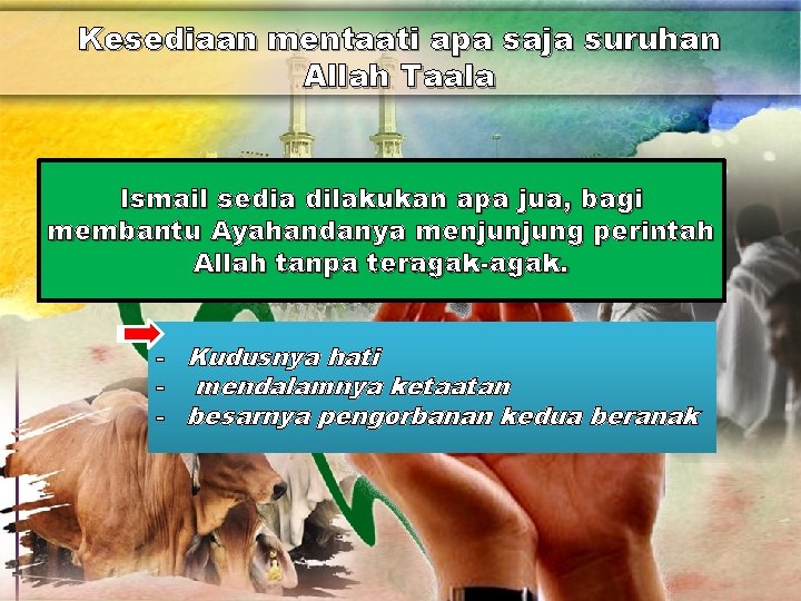 Kesediaan mentaati apa saja suruhan Allah Taala Ismail sedia dilakukan apa jua, bagi membantu