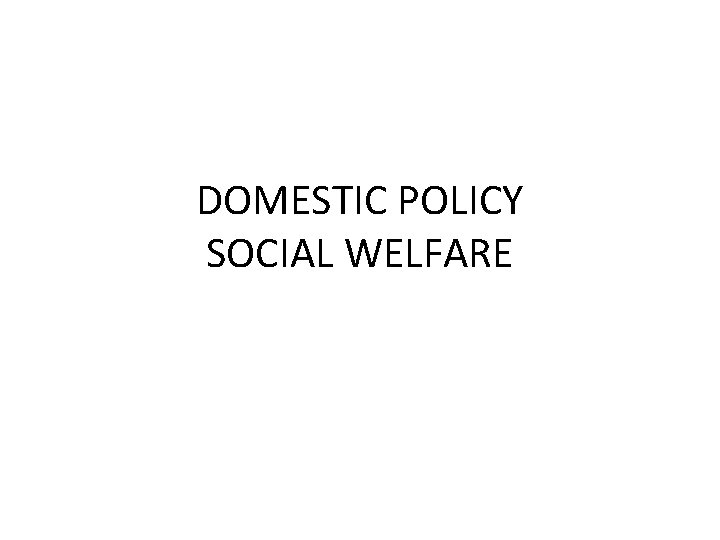 DOMESTIC POLICY SOCIAL WELFARE 