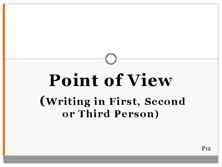 Point of View ( Writing in First, Second or Third Person) P 12 