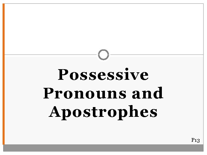 Possessive Pronouns and Apostrophes P 13 