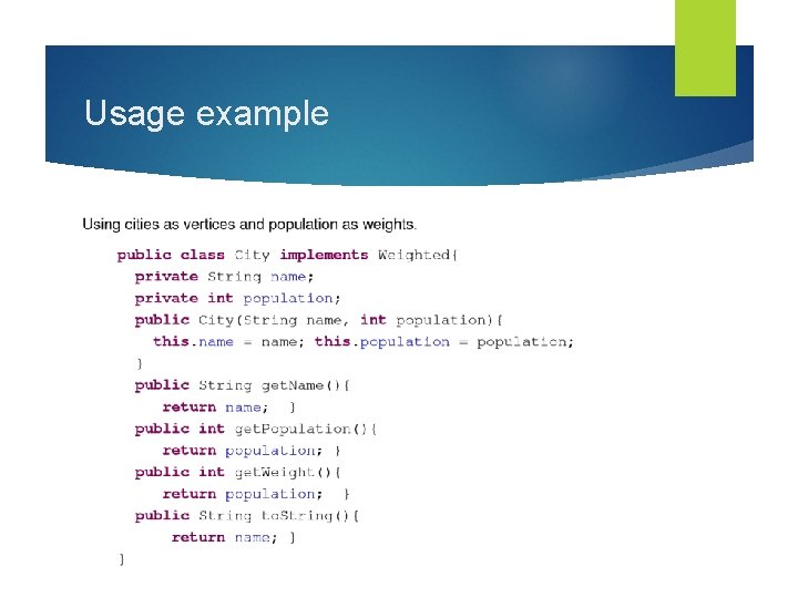 Usage example 