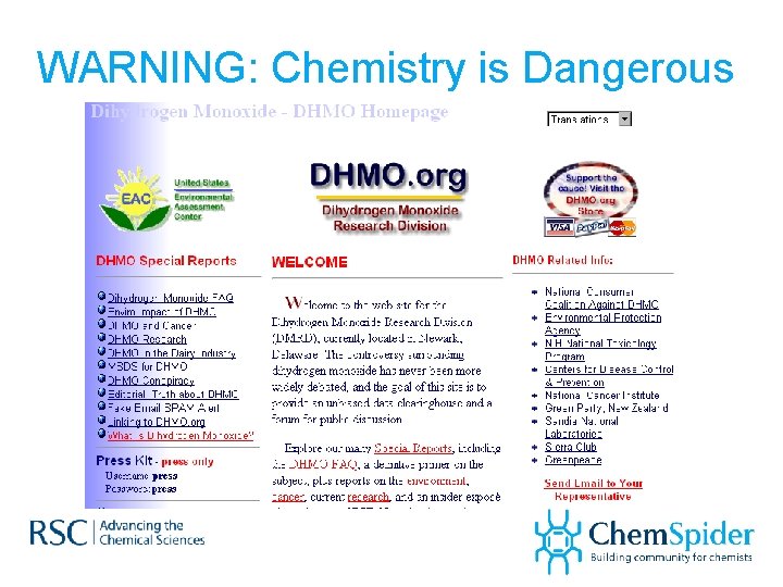 WARNING: Chemistry is Dangerous 