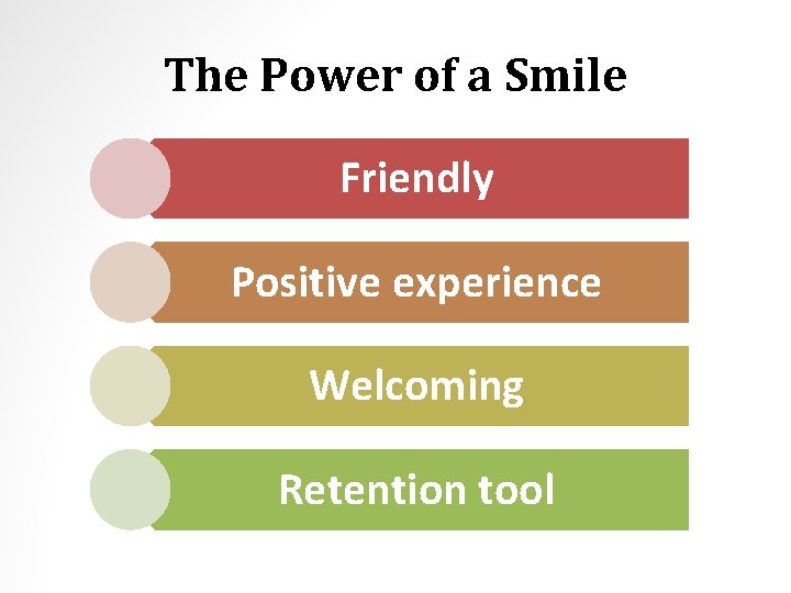 The Power of a Smile Friendly Positive experience Welcoming Retention tool 