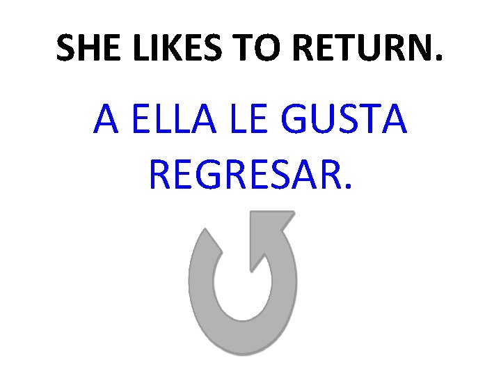 SHE LIKES TO RETURN. A ELLA LE GUSTA REGRESAR. 