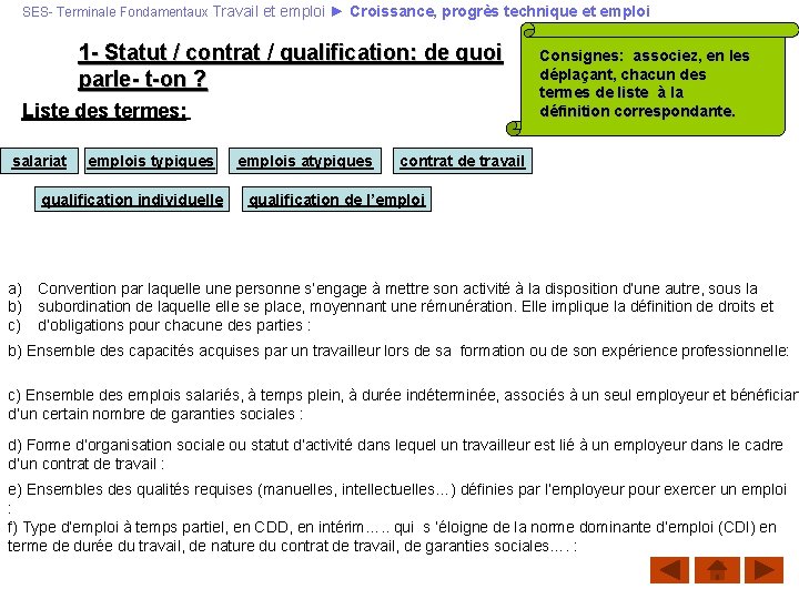 SES- Terminale Fondamentaux Travail et emploi ► Croissance, progrès technique et emploi 1 -