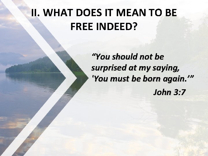 II. WHAT DOES IT MEAN TO BE FREE INDEED? “You should not be surprised