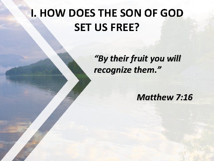 I. HOW DOES THE SON OF GOD SET US FREE? “By their fruit you
