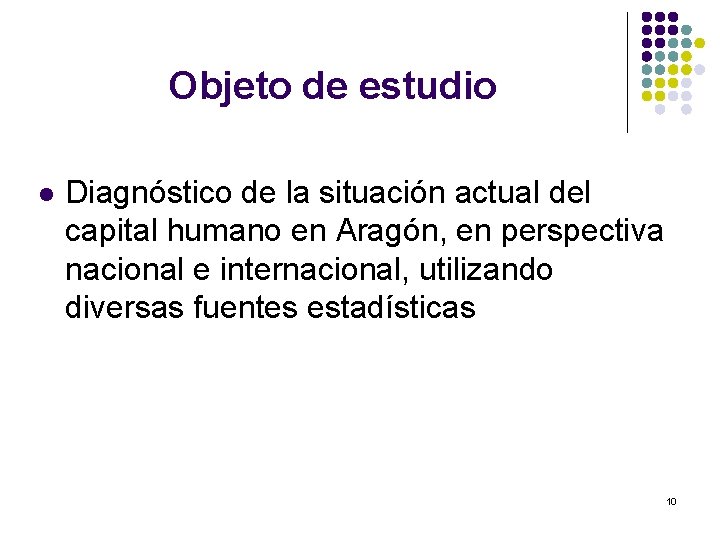 Objeto de estudio l Diagnóstico de la situación actual del capital humano en Aragón,