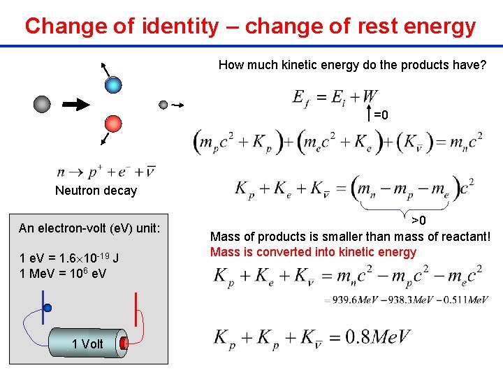 Change of identity – change of rest energy How much kinetic energy do the