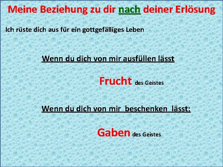 Meine Beziehung zu dir nach deiner Erlösung Ich rüste dich aus für ein gottgefälliges