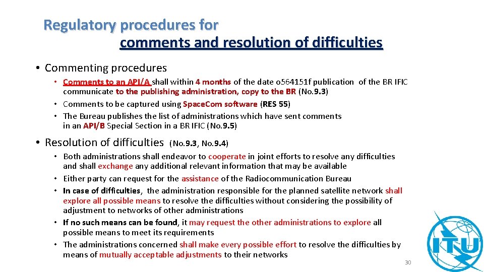 Regulatory procedures for comments and resolution of difficulties • Commenting procedures • Comments to