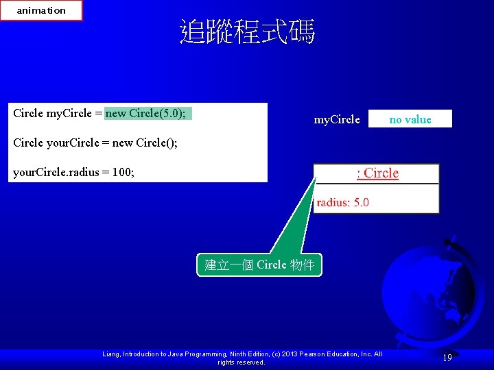 animation 追蹤程式碼 Circle my. Circle = new Circle(5. 0); my. Circle no value Circle