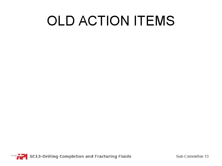 OLD ACTION ITEMS Sub-Committee 13 