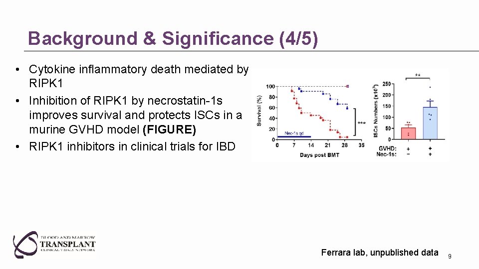 Background & Significance (4/5) • Cytokine inflammatory death mediated by RIPK 1 • Inhibition