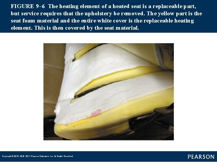 FIGURE 9– 6 The heating element of a heated seat is a replaceable part,