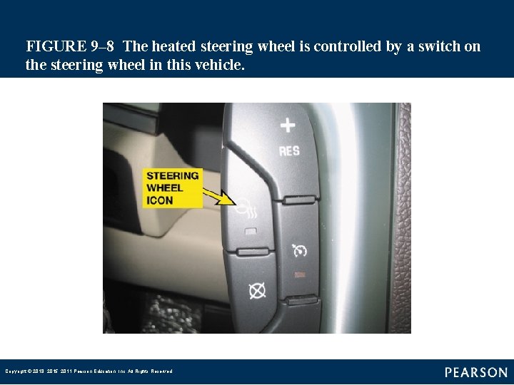 FIGURE 9– 8 The heated steering wheel is controlled by a switch on the