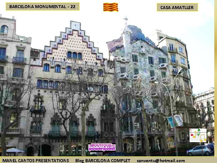 BARCELONA MONUMENTAL - 22 MANEL CANTOS PRESENTATIONS Blog BARCELONA COMPLET CASA AMATLLER canventu@hotmail. com