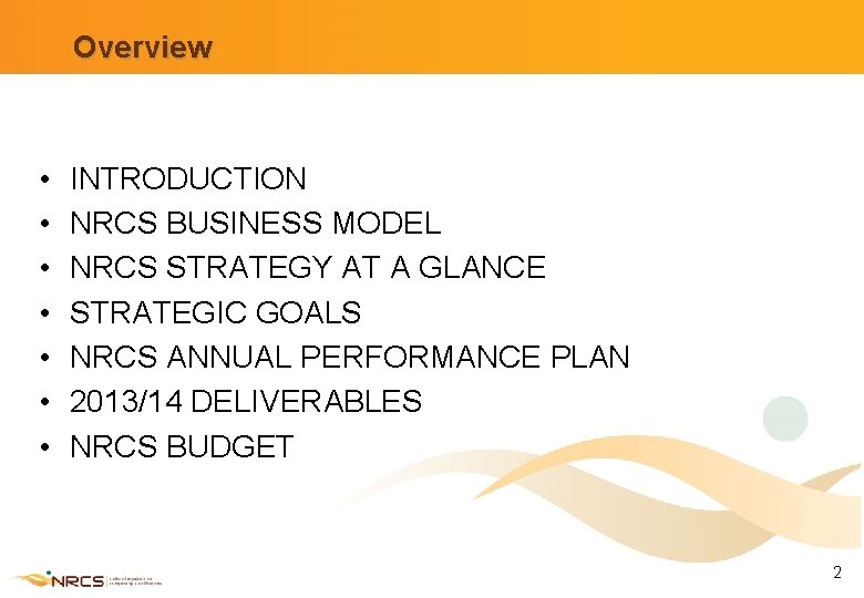 NRCS STRATEGIC PLAN ANNUAL PERFORMANCE PLAN Presentation to