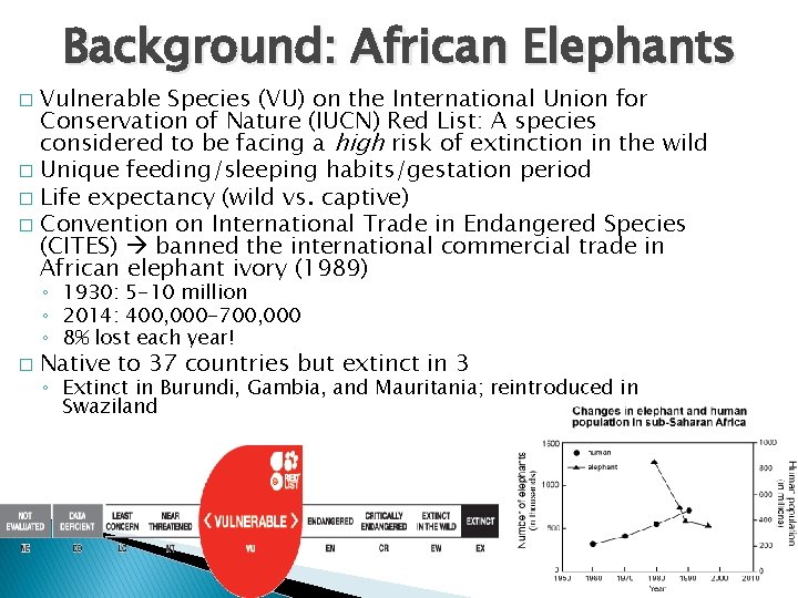 Background: African Elephants Vulnerable Species (VU) on the International Union for Conservation of Nature Background: African Elephants Vulnerable Species (VU) on the International Union for Conservation of Nature