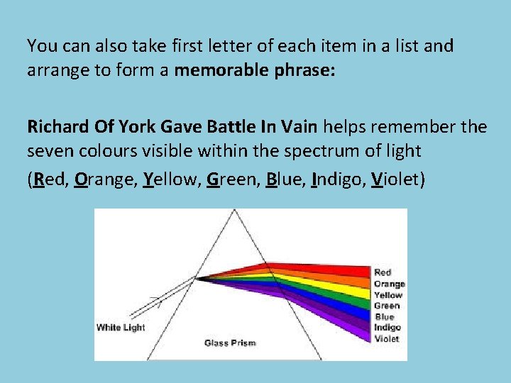 You can also take first letter of each item in a list and arrange