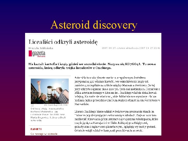 Asteroid discovery 