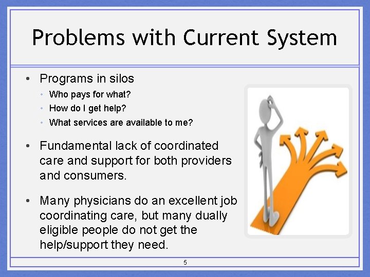 Problems with Current System • Programs in silos • Who pays for what? •