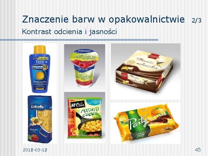 Znaczenie barw w opakowalnictwie 2/3 Kontrast odcienia i jasności 2012 -03 -17 2011 -03 Znaczenie barw w opakowalnictwie 2/3 Kontrast odcienia i jasności 2012 -03 -17 2011 -03