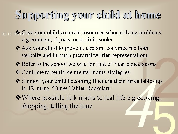 Supporting your child at home v Give your child concrete resources when solving problems