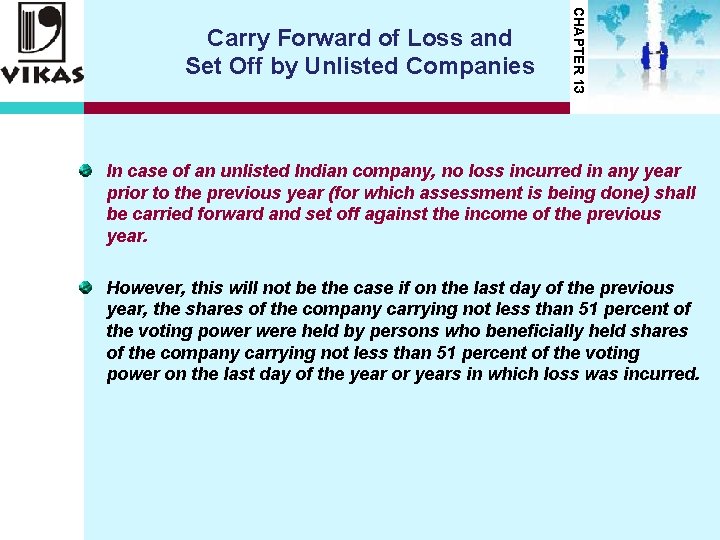 CHAPTER 13 Carry Forward of Loss and Set Off by Unlisted Companies In case