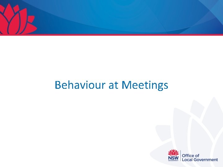 Behaviour at Meetings 