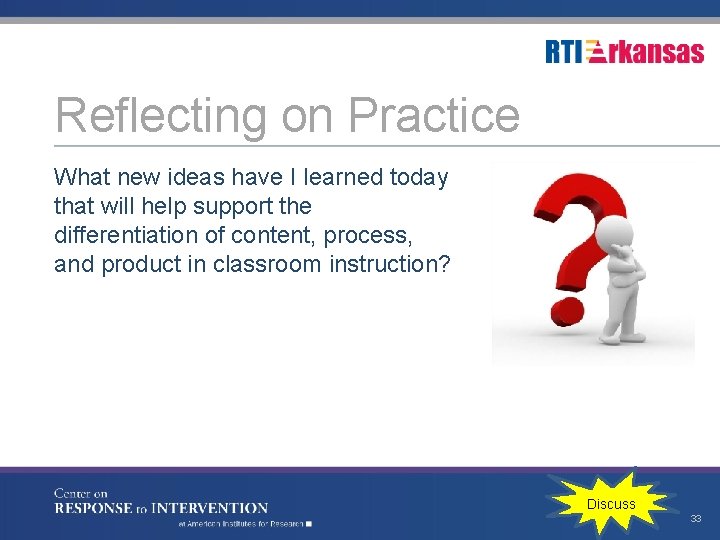 Reflecting on Practice What new ideas have I learned today that will help support