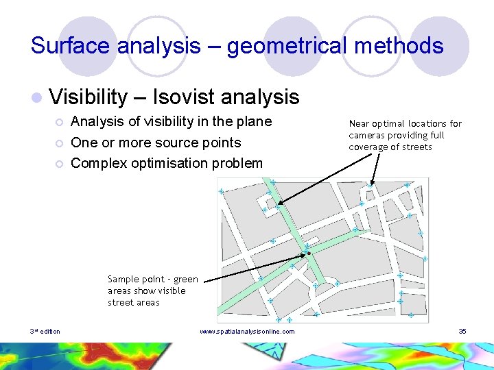 Surface analysis – geometrical methods l Visibility ¡ ¡ ¡ – Isovist analysis Analysis