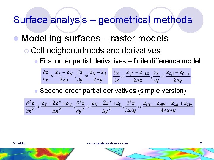 Surface analysis – geometrical methods l Modelling ¡ Cell 3 rd edition surfaces –